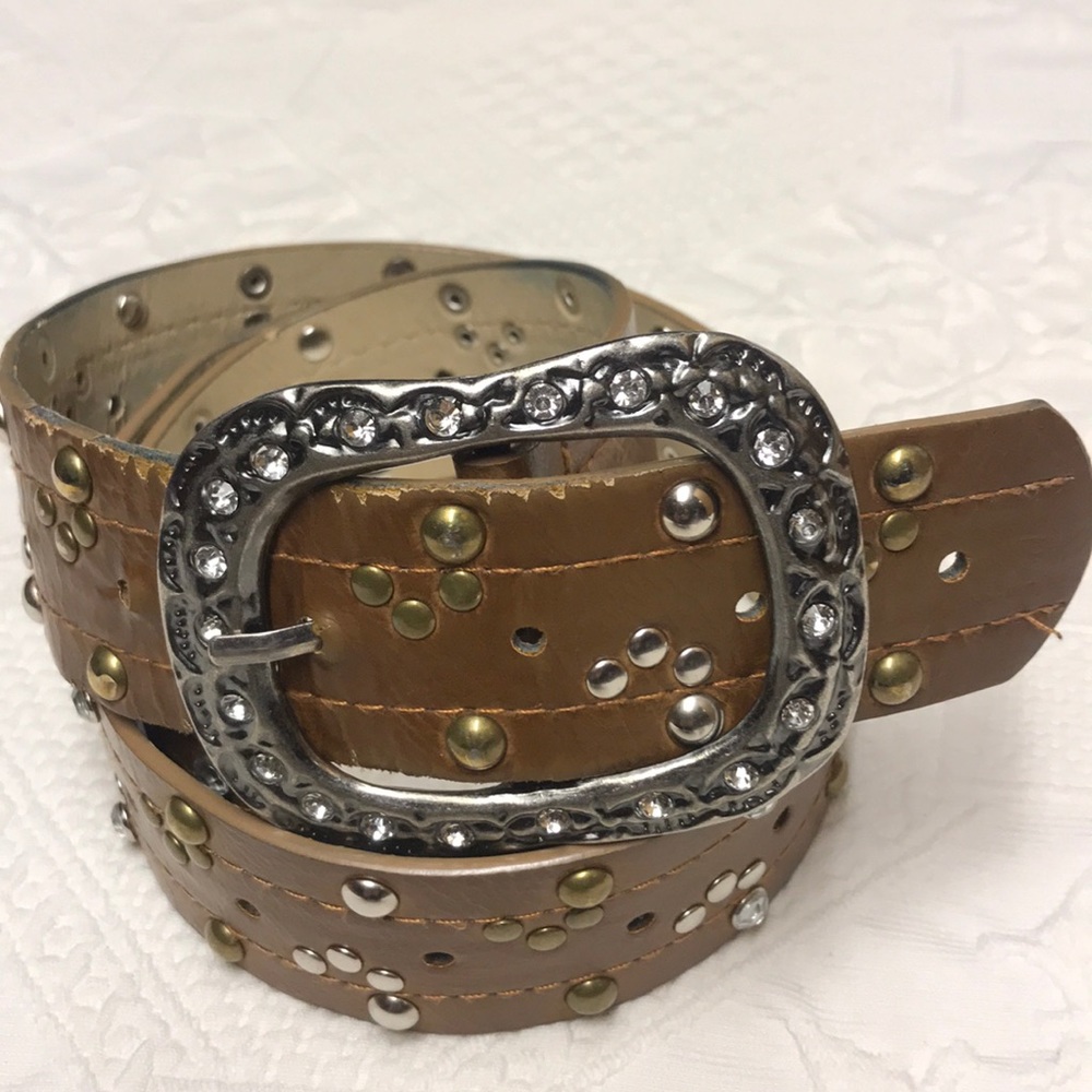 Faux leather belt with studs